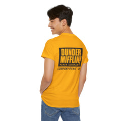 Akron Unisex Heavy Cotton Tee - Retro Dunder Mifflin Design for Nostalgic Fans