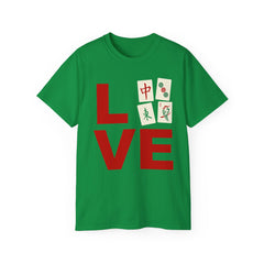 LOVE Mahjong with tile images Unisex Ultra Cotton Tee / See our matching coffee mugs