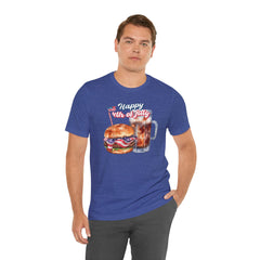 Happy 4th Of July Burger and Mug Graphic, Unisex Jersey Short Sleeve Tee