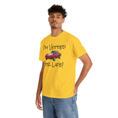 Red Corvette Summer Unisex Tee - I'm Vetted For Life Front and Back Image T Shirt