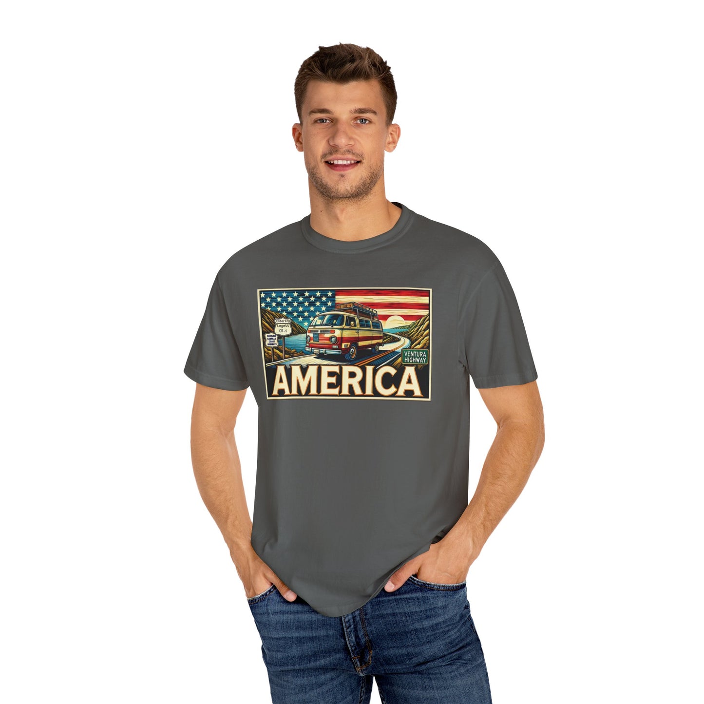 Ventura Highway Driving America Graphic Comfort Colors Unisex Garment Dyed T-shirt