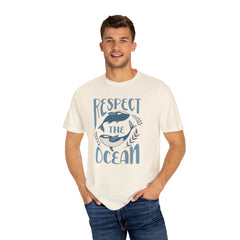 Whales, Respect The Ocean -  Graphic Unisex Garment-Dyed T-shirt