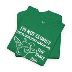Clumsy Funny Goat Graphic Tee | Unisex Heavy Cotton Tee | Great Gift for Animal Lovers, Birthdays, Casual Wear, Humorous Gifts, Everyday Style