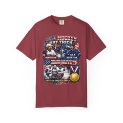 Hockey Hat Trick T-Shirt — USA Men's, Women's & Paralympic Gold Tribute 2026
