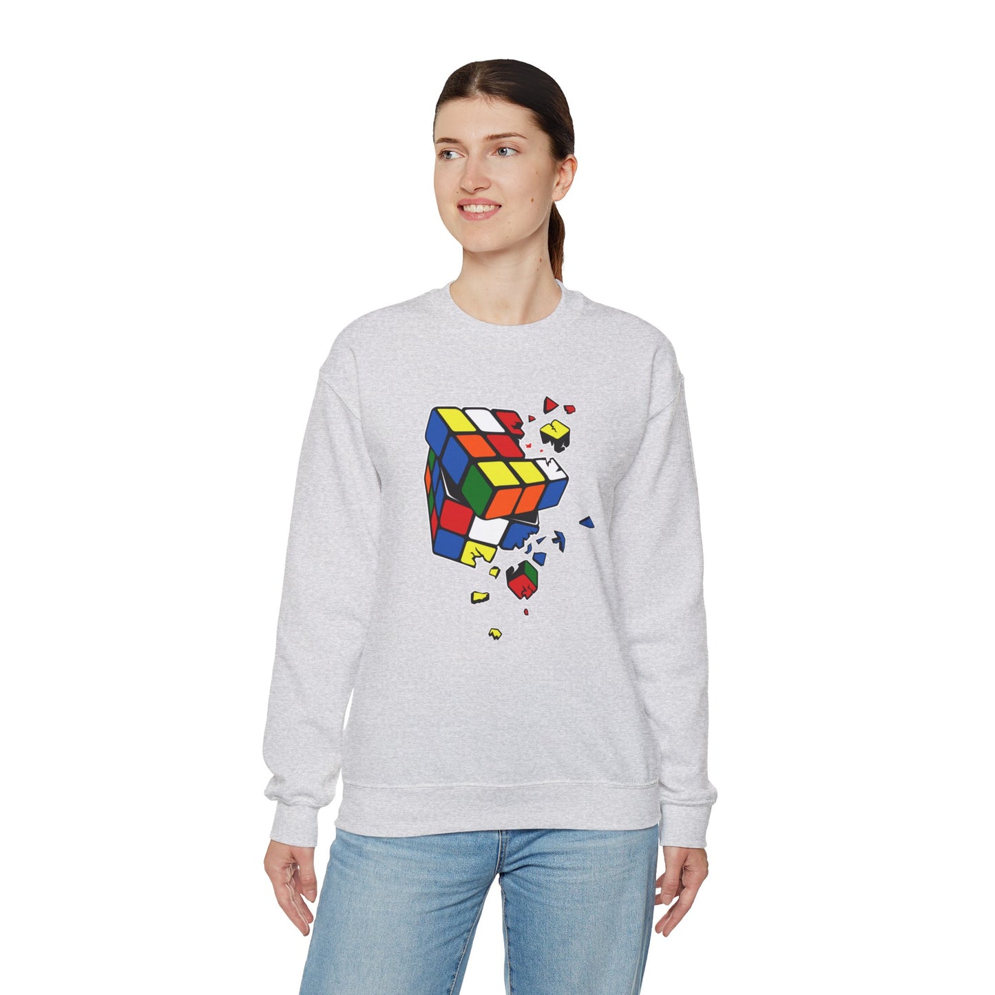 Cracked Rubik's Cube Unisex Heavy Blend™ Crewneck Sweatshirt