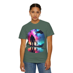 Bigfoot & Alien Nightscape T-Shirt — Sasquatch UFO Graphic Tee