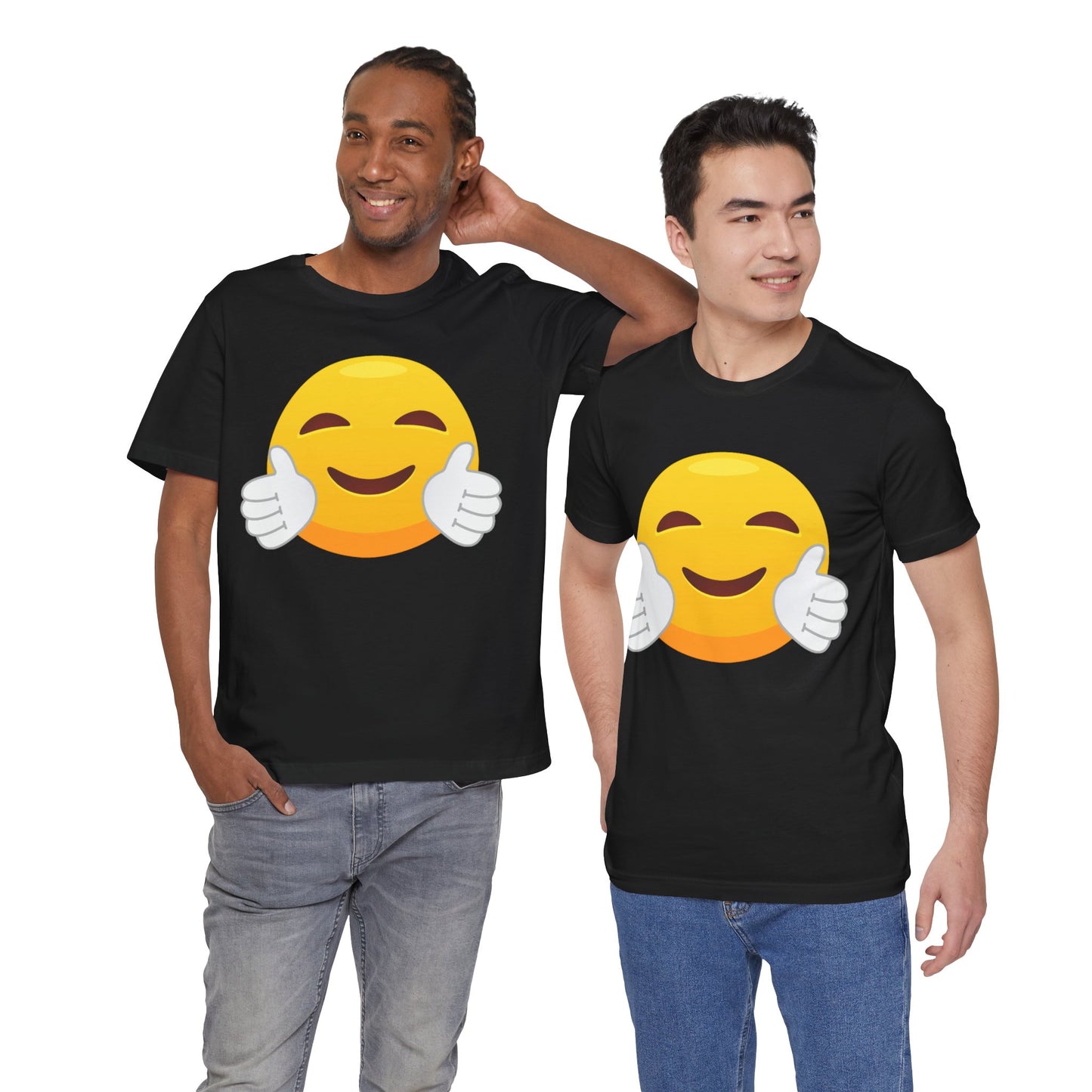 Emoji With White Gloved Hug - Graphic Unisex Jersey Short Sleeve Tee