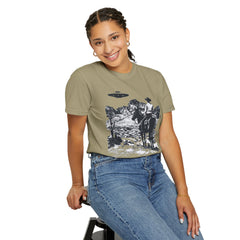 UFO Meets Cowboy Unisex Garment Shirt -Dyed  T Shirt