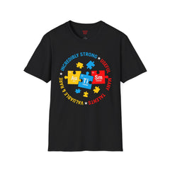 Autism awareness tee, softstyle tee, unisex autism shirt, puzzle graphic tee, shirt for autism, support autism tee, gift for autistic child