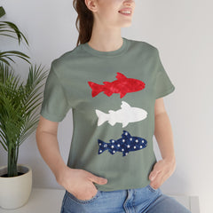 Patriotic Trout T-Shirt — Red White & Blue Fish Tee