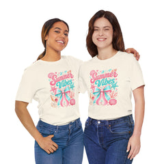 Summer Vibes Tee — Pastel Seashell Bow Beach T-Shirt