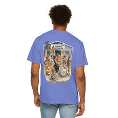 Elizabeth Gill Front Logo Back Graphic Baldwin Harbor Animal Hospital "Who Let the Cats Out?" T Shirt