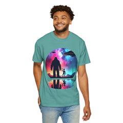 Bigfoot & Alien Nightscape T-Shirt — Sasquatch UFO Graphic Tee