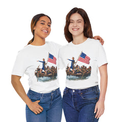 Historical Fever Patriot T‑Shirt — Revolutionary Flag Rowboat Design