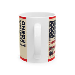 Fishing Themed Graphic Mug, USA Ceramic Mug, 11oz, 15oz. Gift for him, gift for dad, Birthday gift mug, fishing mug, Fathers Day Mug