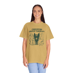 Cryptid Group Therapy Bigfoot, Mothman and Loch Nessie Unisex T-Shirt, Funny Graphic Tee, Gift for Cryptid Lovers, Quirky Casual Wear, Cool Humor Shirt