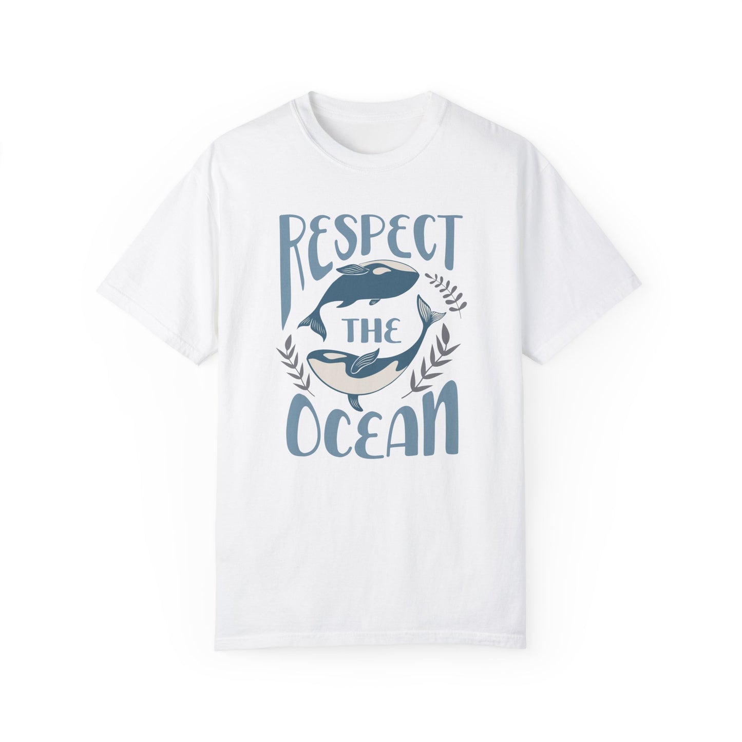 Whales, Respect The Ocean -  Graphic Unisex Garment-Dyed T-shirt