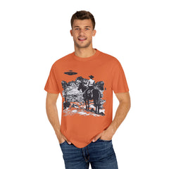 UFO Meets Cowboy Unisex Garment Shirt -Dyed  T Shirt