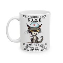 Funny Cat graphic mug, sarcastic grumpy nurse cat, ceramic cat mug, 11oz, 15oz, cat lover gift, gift for her, Cat Mamma, animal lover gift,