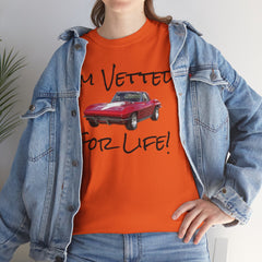 Red Corvette Summer Unisex Tee - I'm Vetted For Life Front and Back Image T Shirt