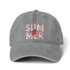 Women's SUMMER STRAWBERRY Pigment-Dyed Cap with Fashion Undervisor (Embroidery)