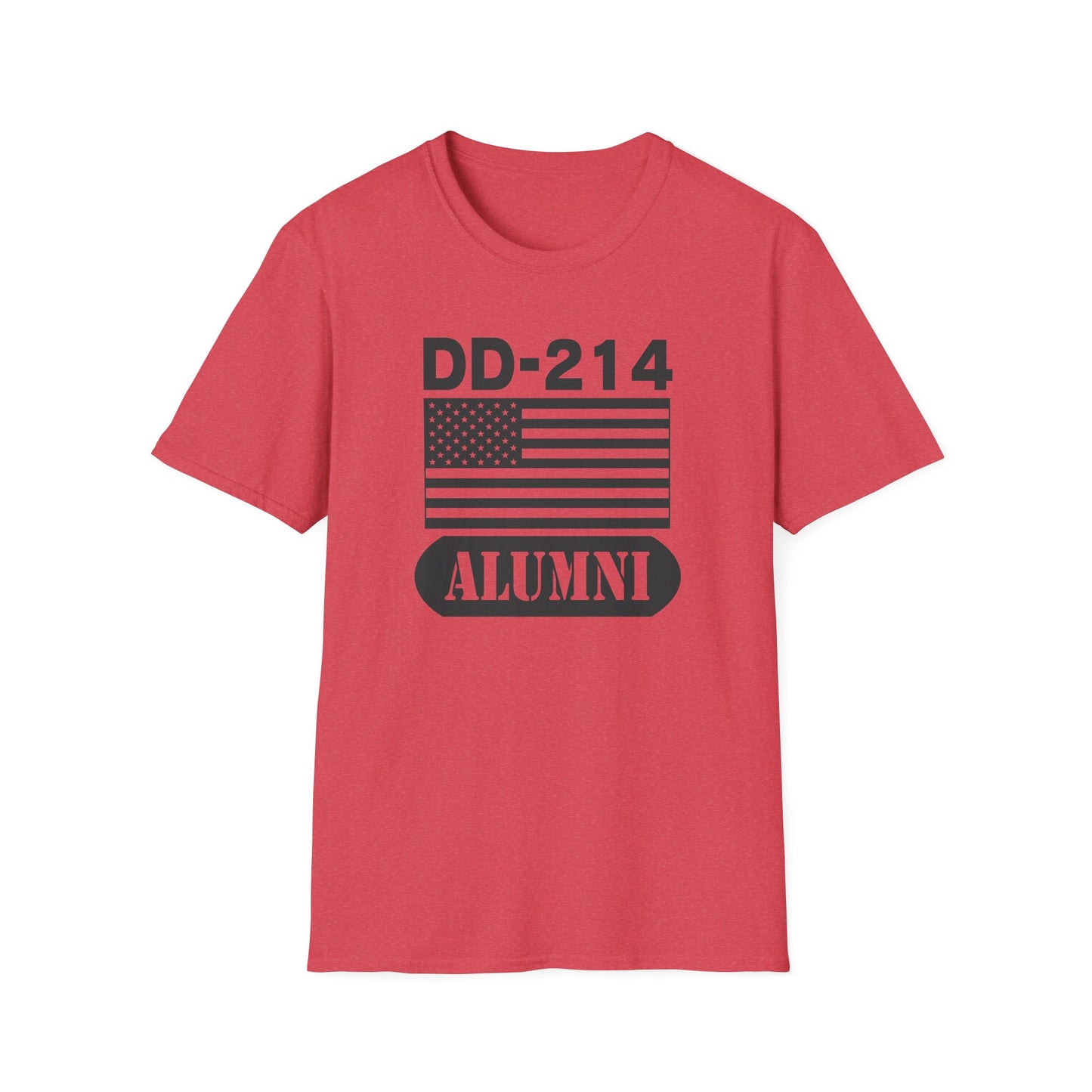 DD-214 Alumni with American Flag  Unisex Softstyle T-Shirt