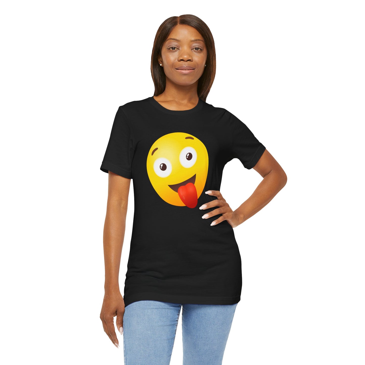 Emoji With Silly Tongue Out - Graphic Unisex Jersey Short Sleeve Tee