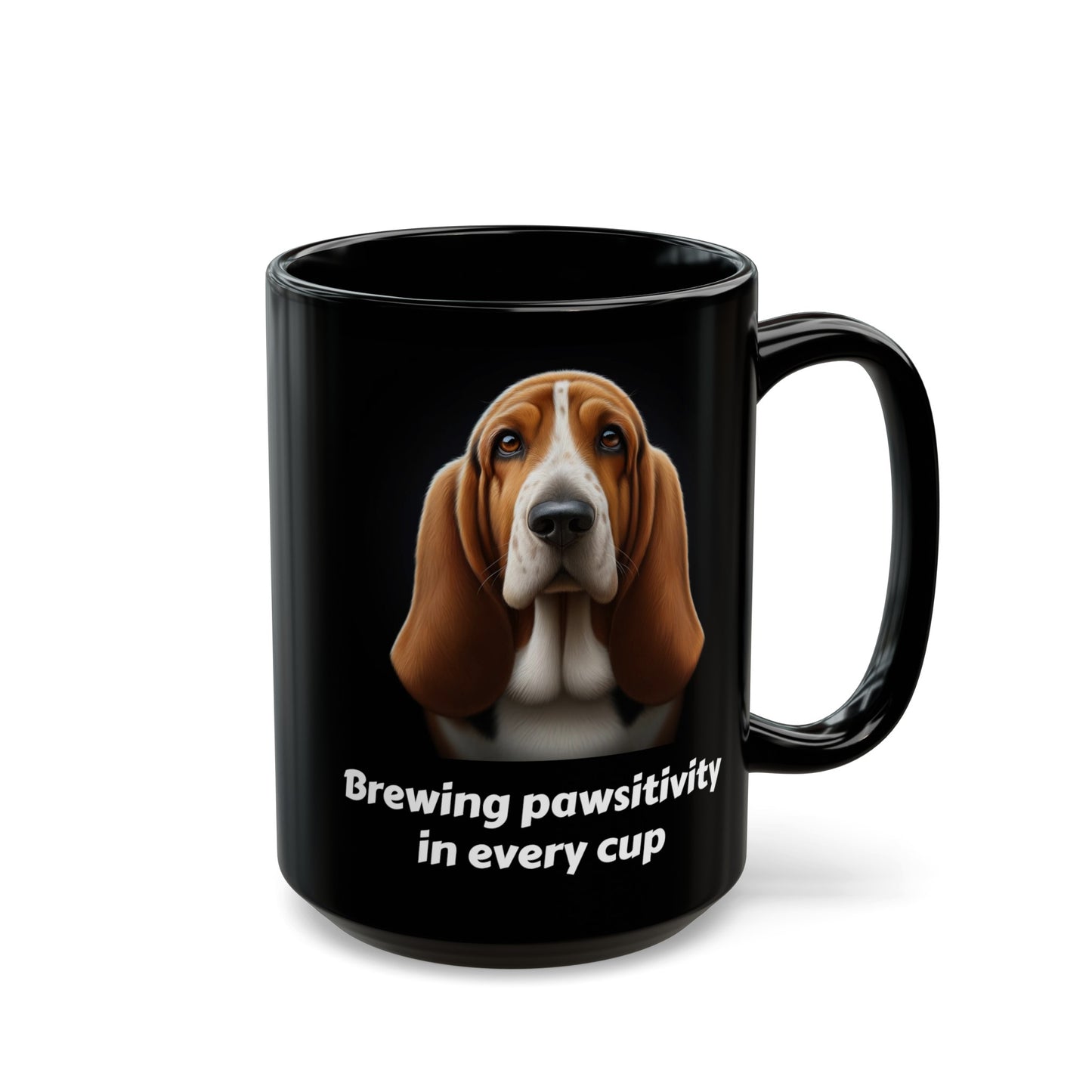 Basset Hound Black Mug (11oz, 15oz), Brewing Pawsitivity In Every Cup