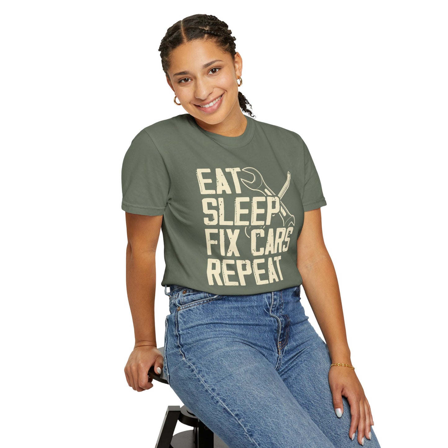 Eat Sleep Fix Cars Repeat, Comfort Colors Unisex Relaxed Fit T Shirt