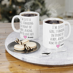 I'm just a girl, standing in front of a boy Mug, Notting Hill Movie Quote, Boyfriend Gift, Husband Gift, Gift For Him, Personalized Gift