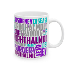 Ophthalmology Word Cloud Ceramic Mug — Eye Doctor Resident Gift (11oz/15oz)