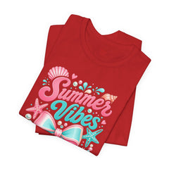 Summer Vibes Tee — Pastel Seashell Bow Beach T-Shirt
