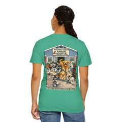 Lauren McGowan Front Logo Back Graphic Baldwin Harbor Animal Hospital "Who Let the Dogs Out?" Tee