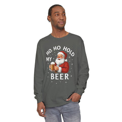 Festive Santa Claus Long Sleeve T-Shirt - "Ho Ho Hold My Beer"