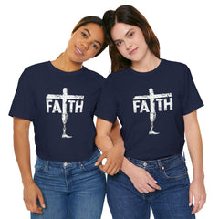 Faith Cross Prosthetic Leg T‑Shirt — Amputee Inspirational Christian Tee