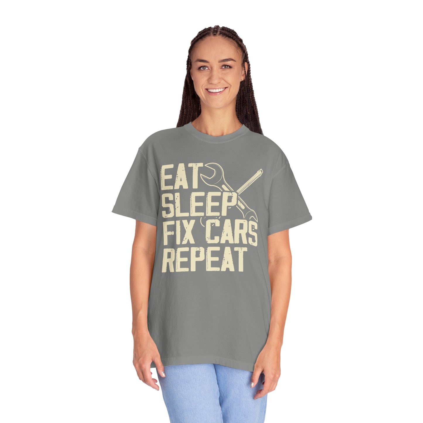 Eat Sleep Fix Cars Repeat, Comfort Colors Unisex Relaxed Fit T Shirt