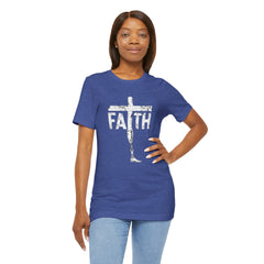 Faith Cross Prosthetic Leg T‑Shirt — Amputee Inspirational Christian Tee