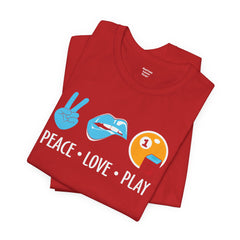 PEACE LOVE play BILLARD - Graphic Unisex Jersey Short Sleeve Tee