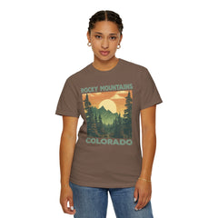 Rocky Mountains Colorado Graphic, Comfort Colors Soft Relaxed Fit Unisex Garment-Dyed T-shirt