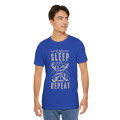 Hair Enthusiast Tee, Eat Sleep Hair Repeat Shirt, Funny Barber Gift, Unisex Jersey Tee, Casual Everyday Apparel, Salon Worker Top