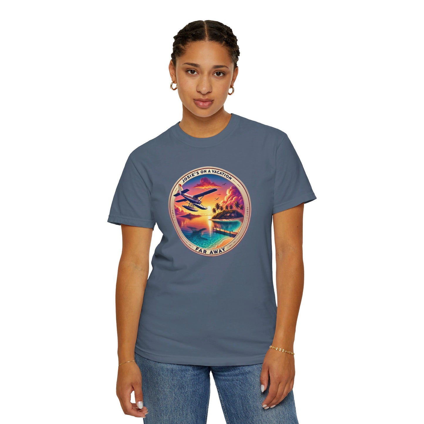 Josies On A Vacation Far Away Graphic Unisex Garment-Dyed T-shirt