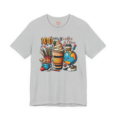 100 DAYS OF Coffee and Chaos - Unisex Short Sleeve Tee | Elementary School Holiday, Teacher Apparel, Kids Motivation, Teacher Sarcasm