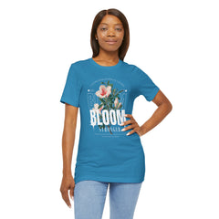 Bloom Stronger Unisex Jersey Tee - Positive Vibes Floral Design