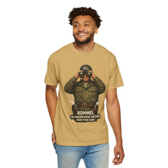 Graphic T-Shirt — Vintage WWII General George Patton Binoculars Design with "Rommel You Magnificent Bastard" Text