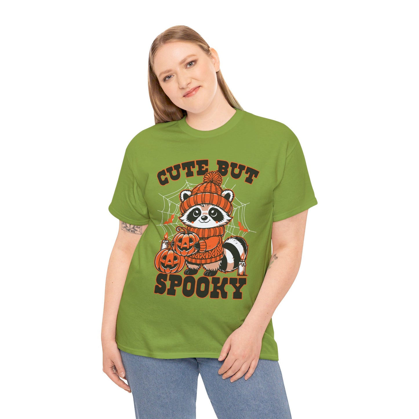 Cute But Spooky Halloween Raccoon! Graphic Unisex Heavy Cotton Tee