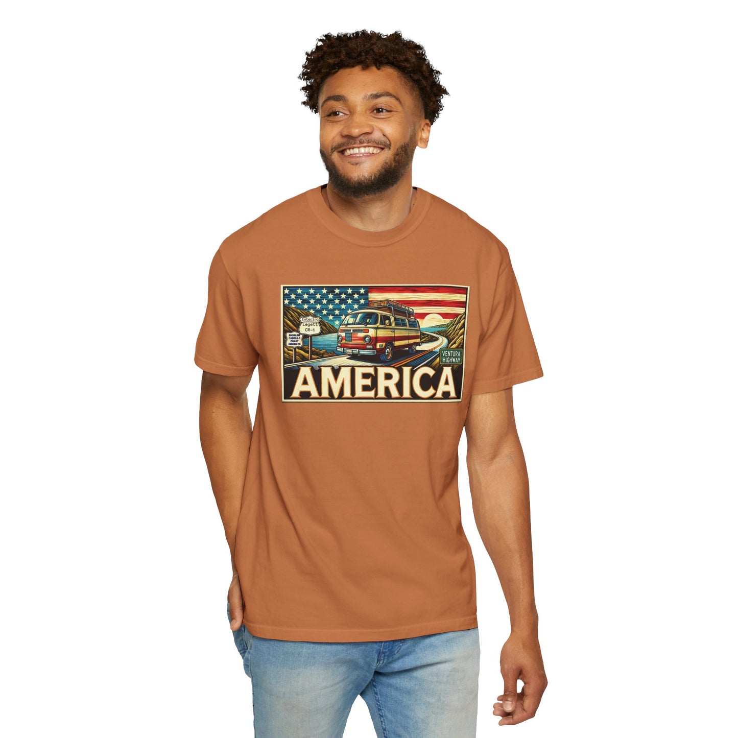 Ventura Highway Driving America Graphic Comfort Colors Unisex Garment Dyed T-shirt