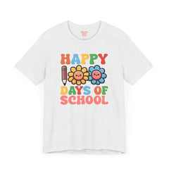 HAPPY 100 DAYS of SCHOOL - Unisex Short Sleeve Tee | Elementary School Holiday, Teacher Apparel, Kids Motivation, Days Checked Off, 100 Days