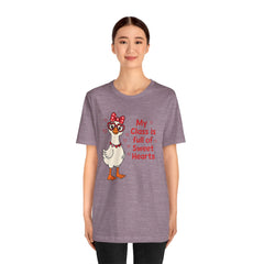 Teacher Valentine T-Shirt — "My Class Is Full of Sweet Hearts" Cute Duck Design