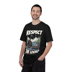 Bigfoot and Alien Outdoor Canoe Adventure - Respect The Locals T-Shirt