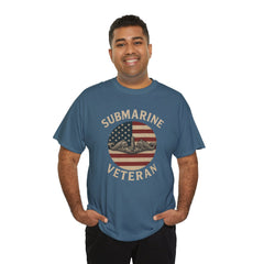 Submarine Veteran American Flag Tee | Unisex Heavy Cotton T-Shirt, Military Apparel, Veteran Gift, Patriotic Top, Casual Wear